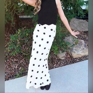 SUNDAY EDITION Cream Midi Skirt with Black Polka Dots WOMEN SIZE L
